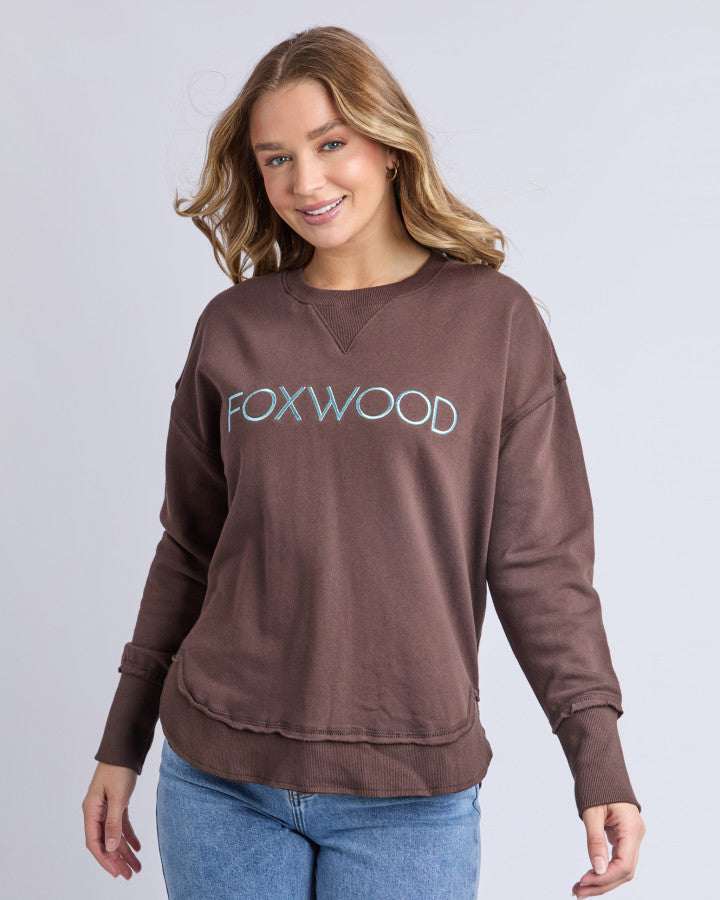 Simplified Metallic Crew - Coffee/Light Blue