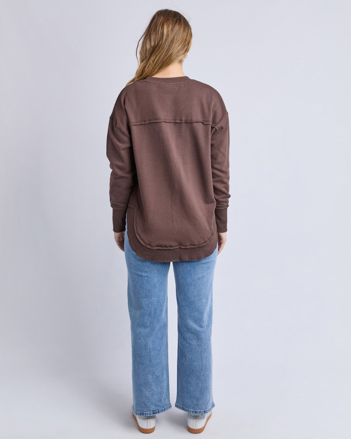 Brown cotton crew
