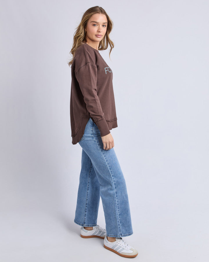 Simplified Metallic Crew - Coffee/Light Blue