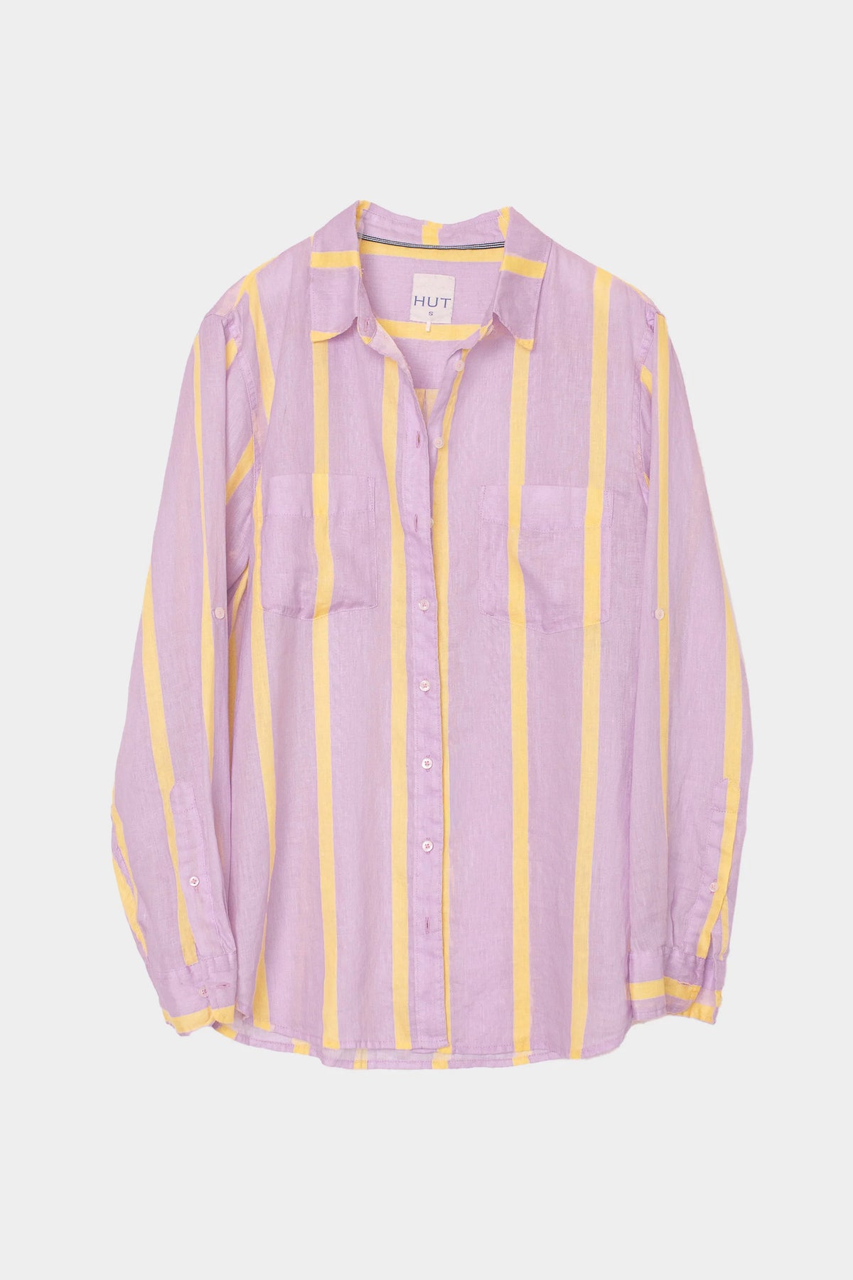 Boyfriend Linen Shirt - Sunshine Mauve Stripe