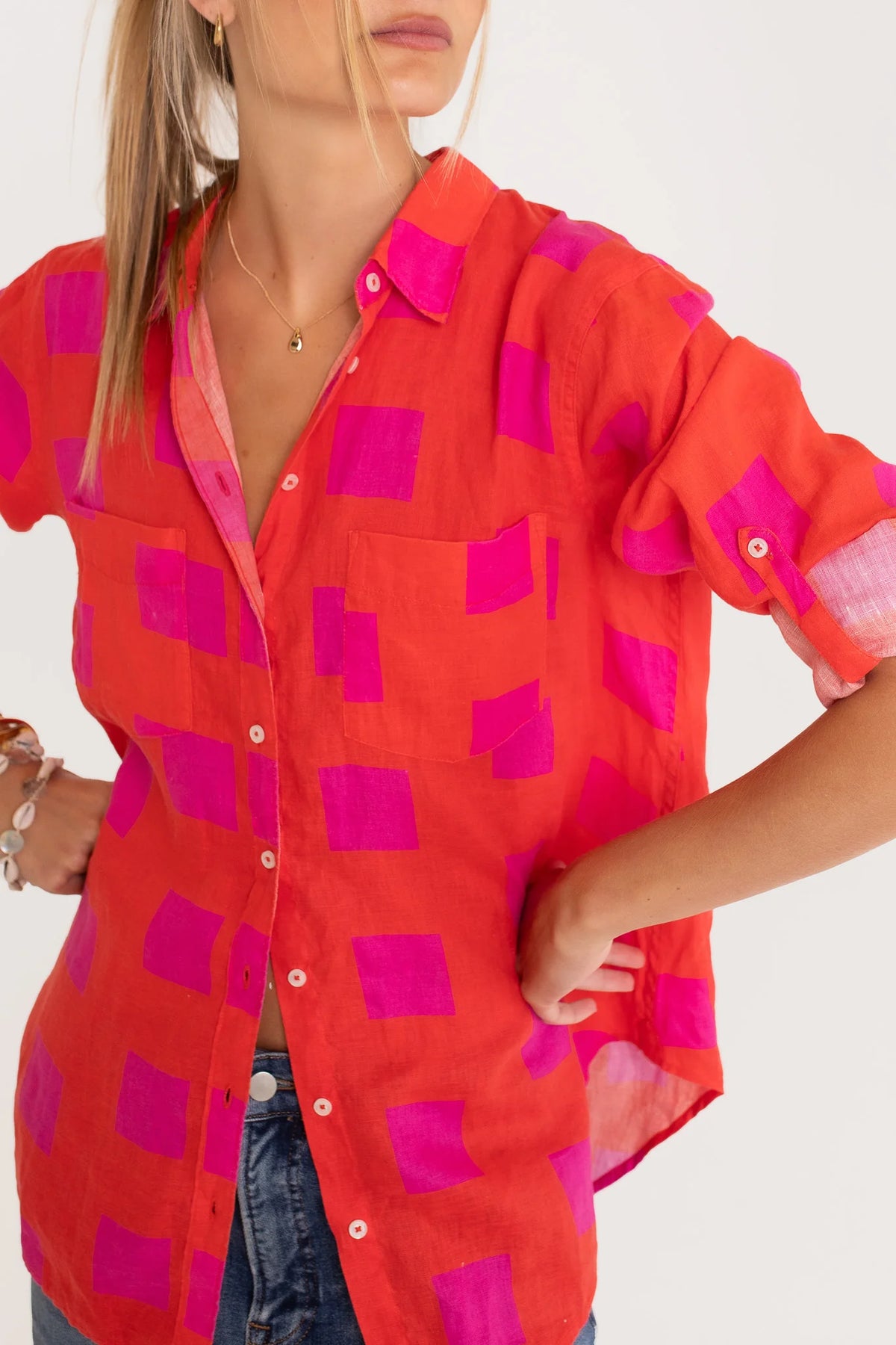 Boyfriend Linen Shirt - Tequila Sunrise