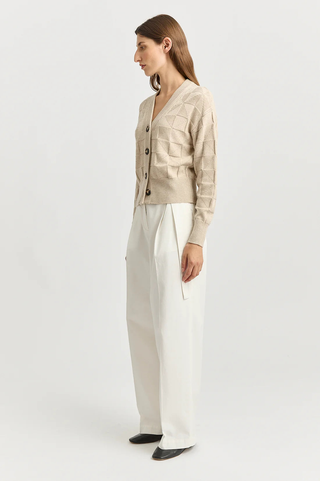 Tile Stitch Cardigan - Jute