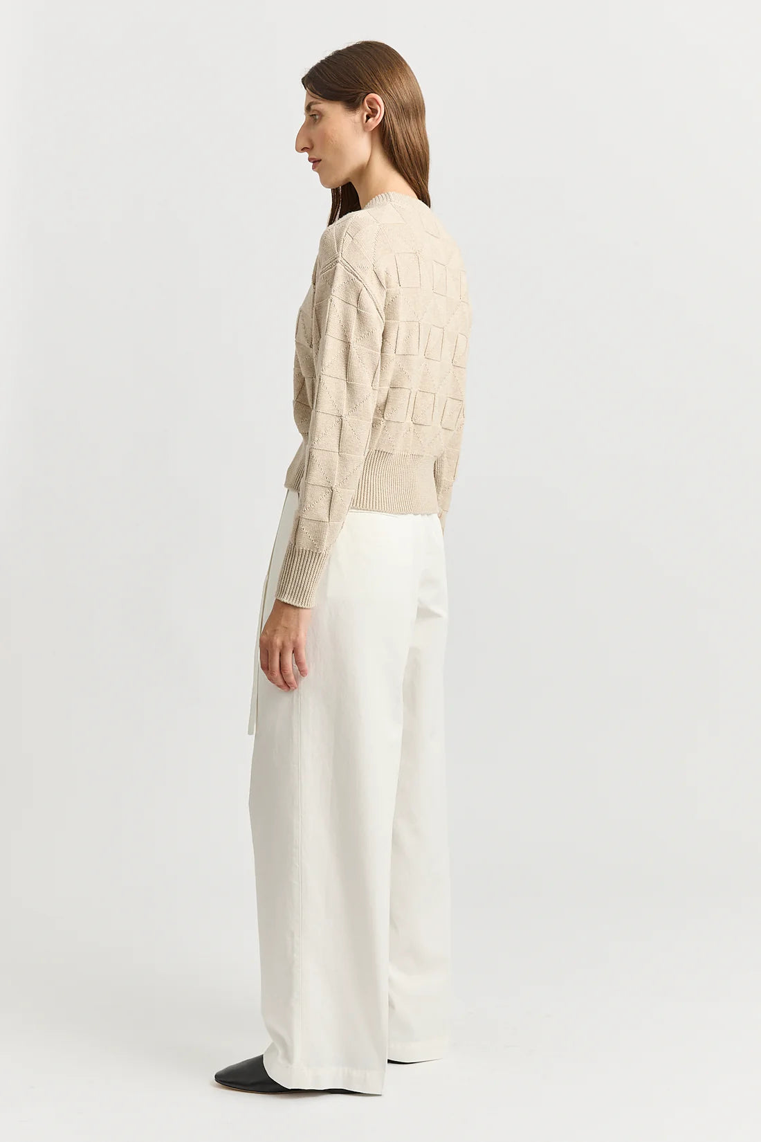 Tile Stitch Cardigan - Jute