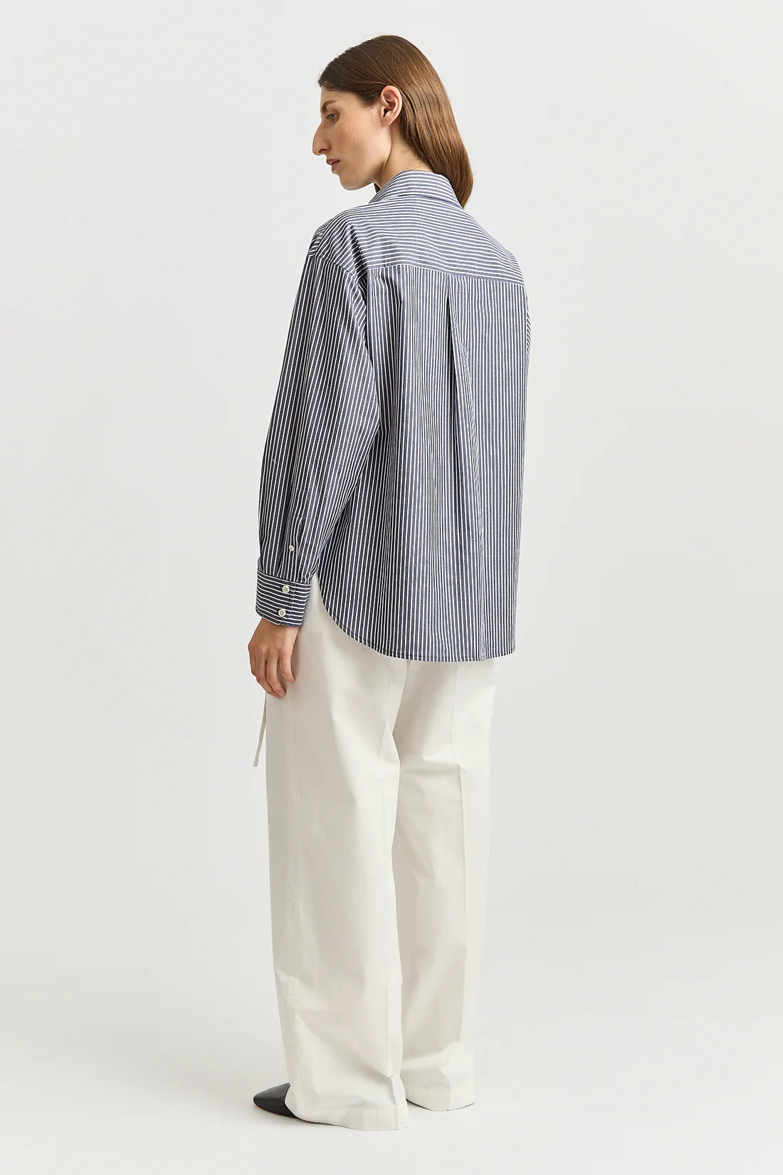 Relaxed Cotton Shirt - Navy Stripe