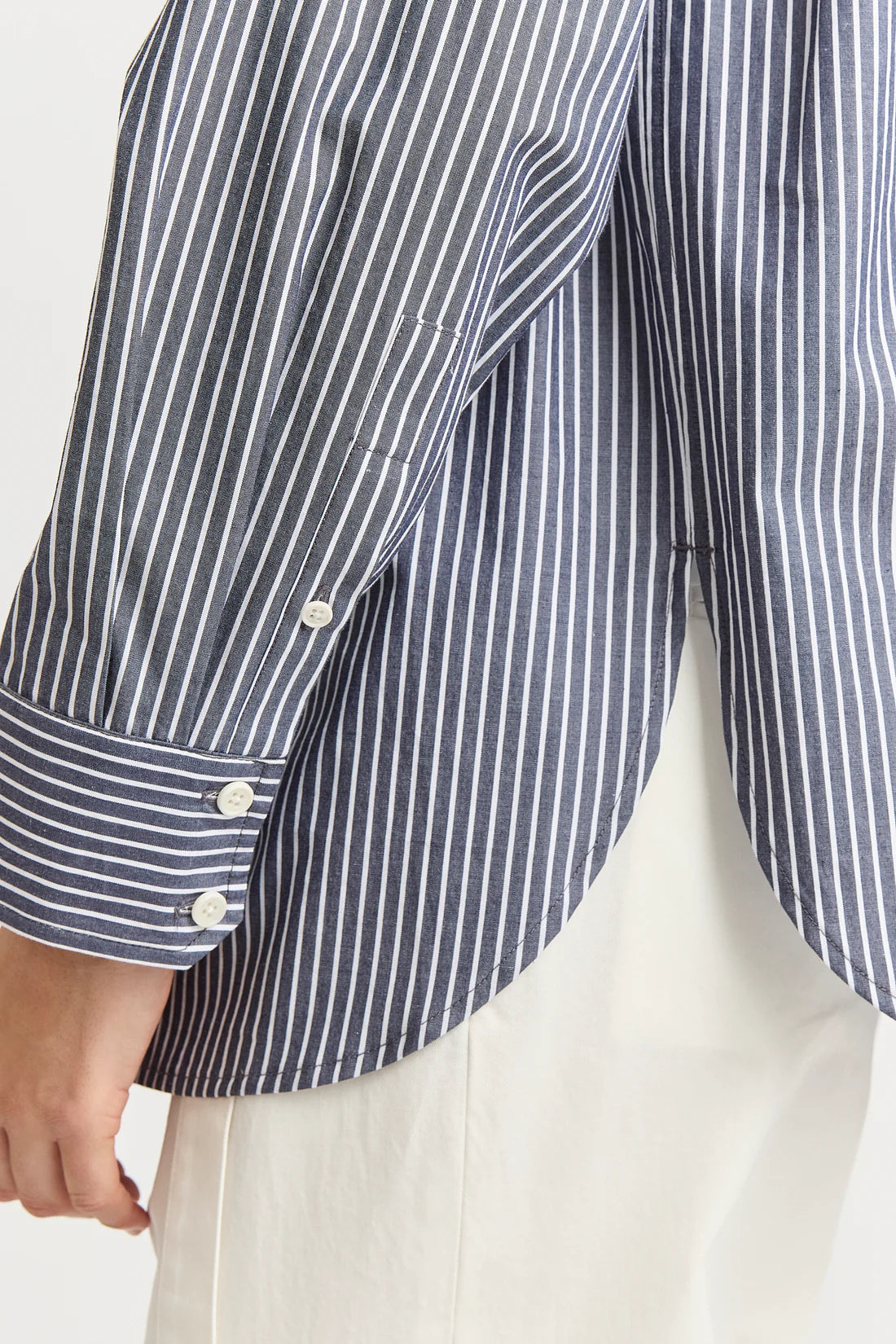 Relaxed Cotton Shirt - Navy Stripe