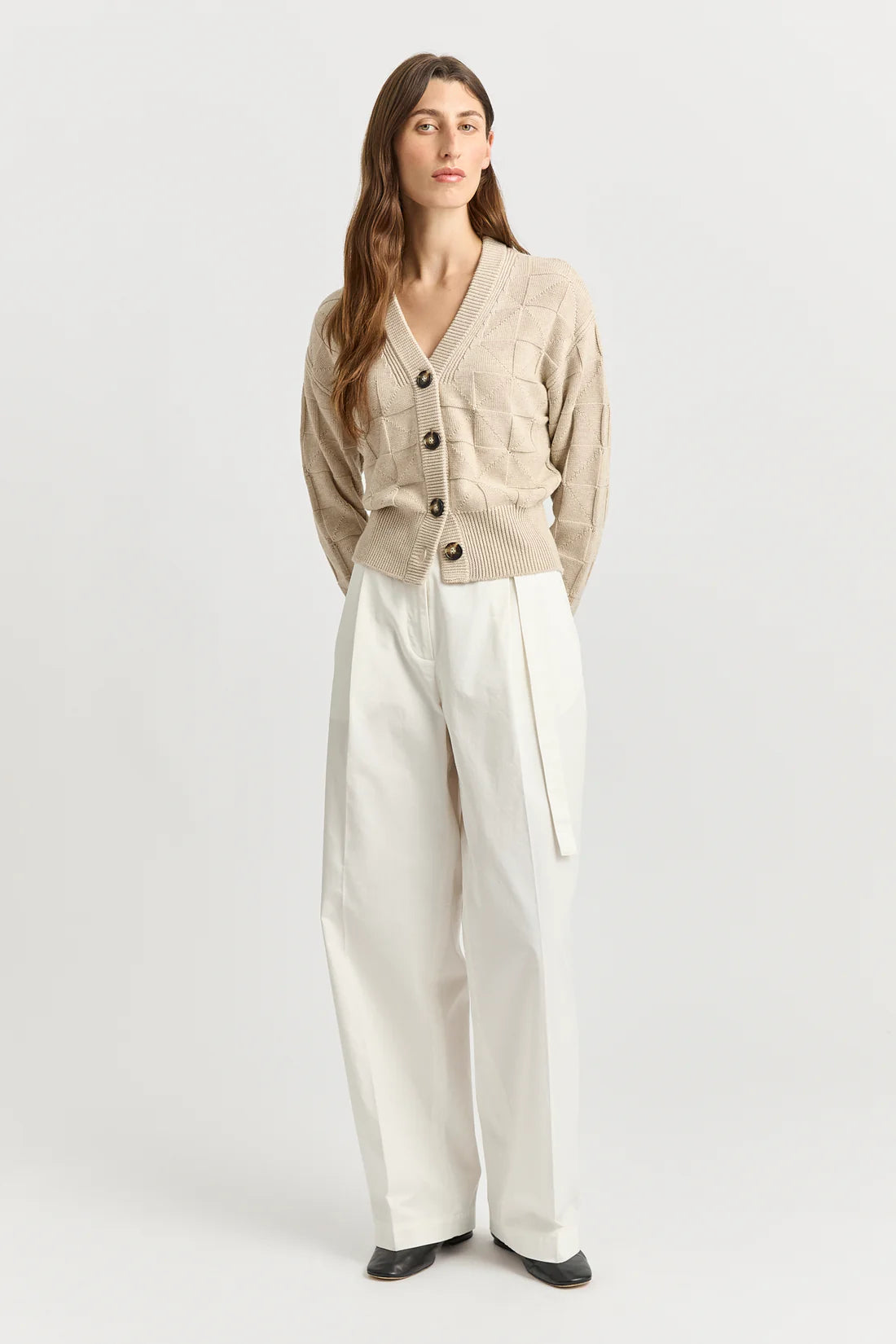 Tile Stitch Cardigan - Jute