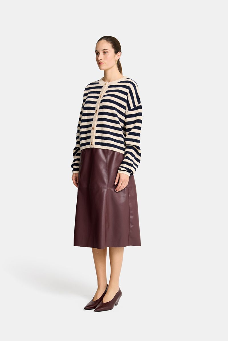 Becky Stripe Cardi - Cream/Navy