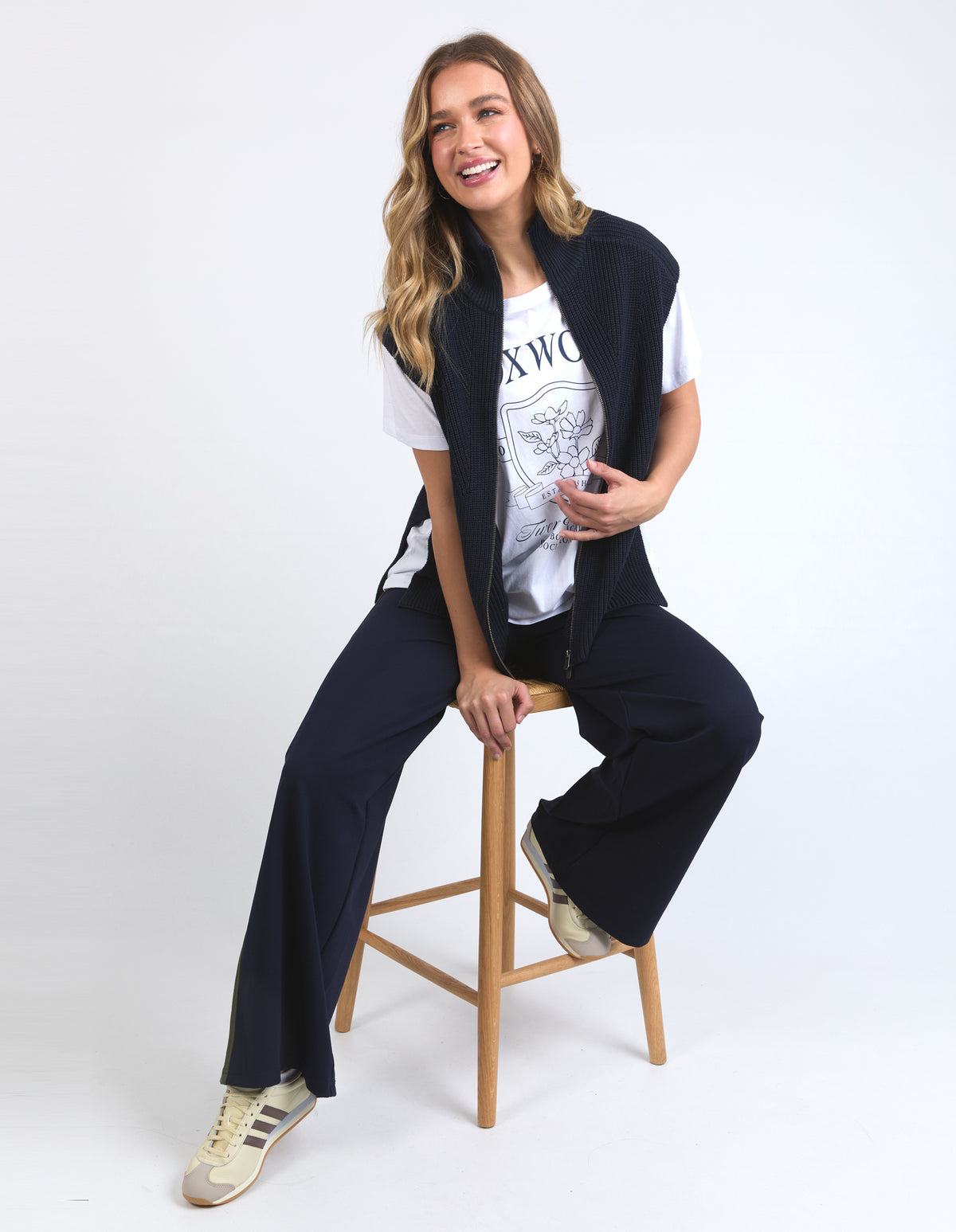 Zip Knit Vest - Navy