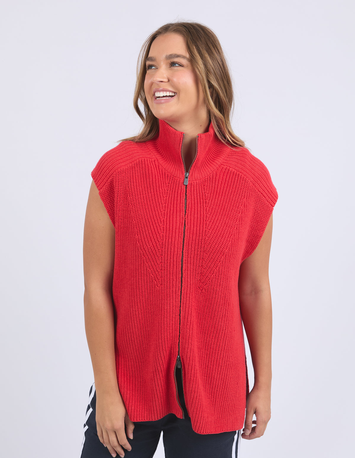 Zip Knit Vest - Red