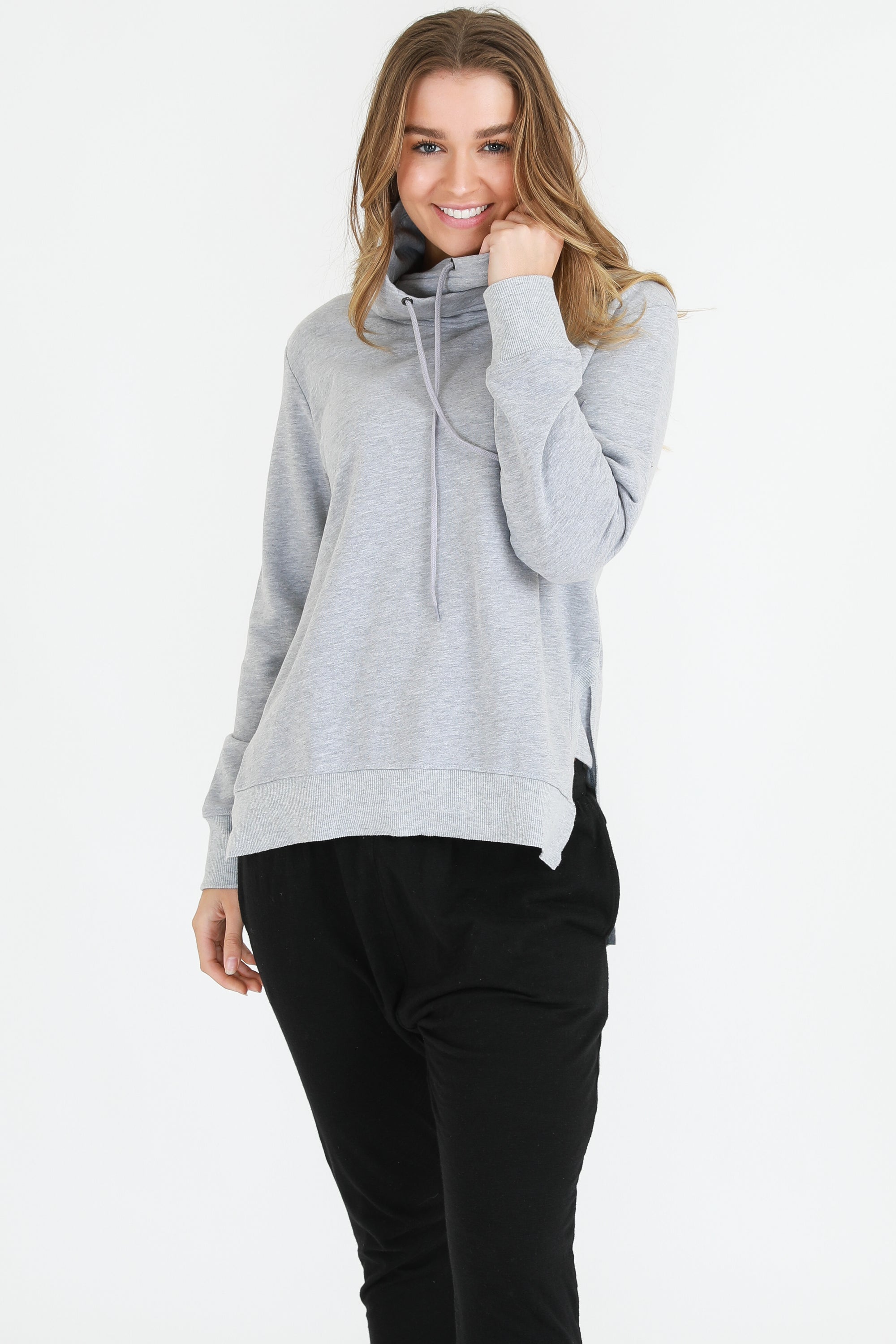 Alicia high neck sweat - Grey Marle