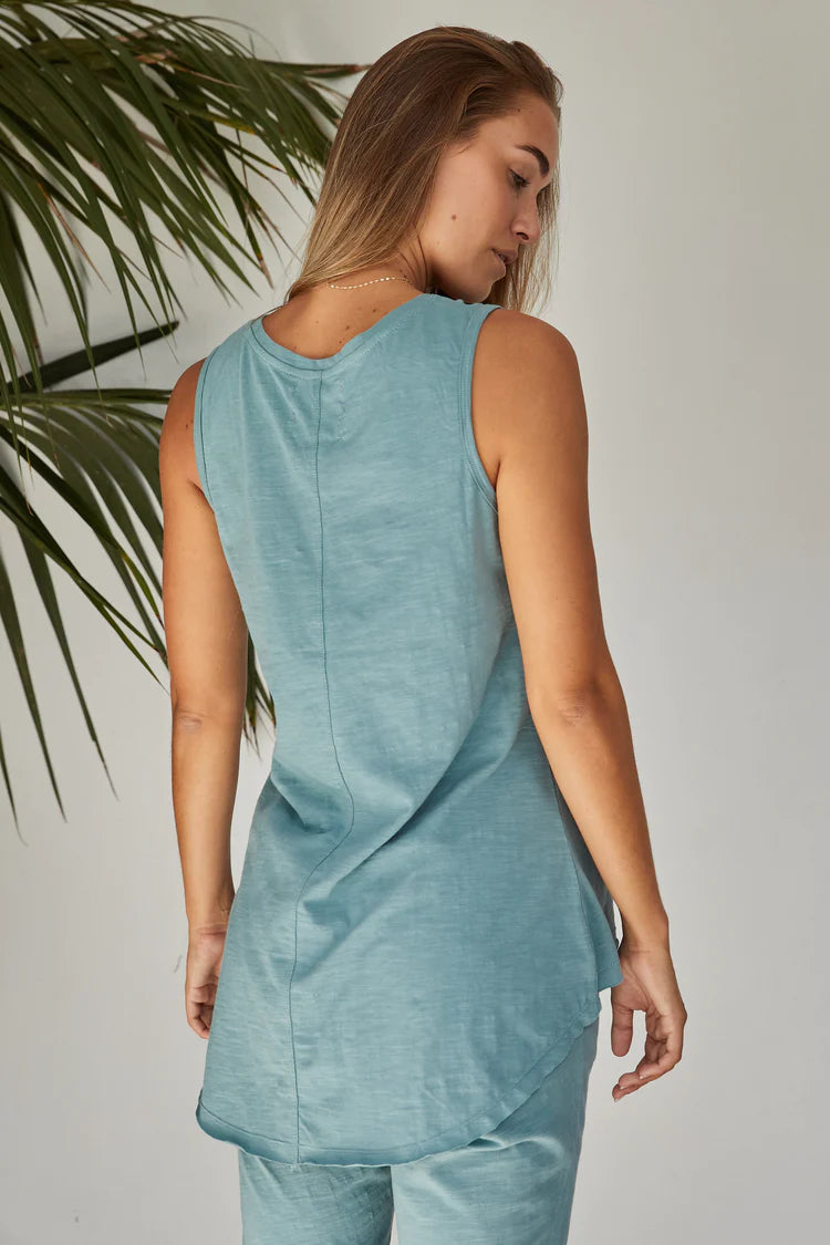 Shoreline Fine Slub Singlet - Opal