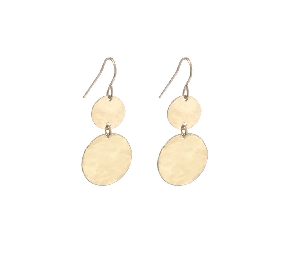 Double Mini and Large Disc Earrings - Gold,Rose