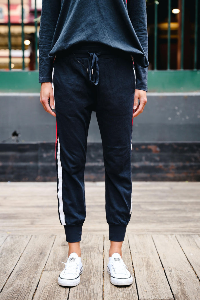 Marguerite Banded Jogger - Ink/Poppy