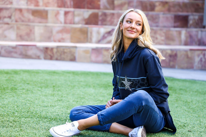 Jillian Tiger Star on Leopard Funnel Sweat - Ink