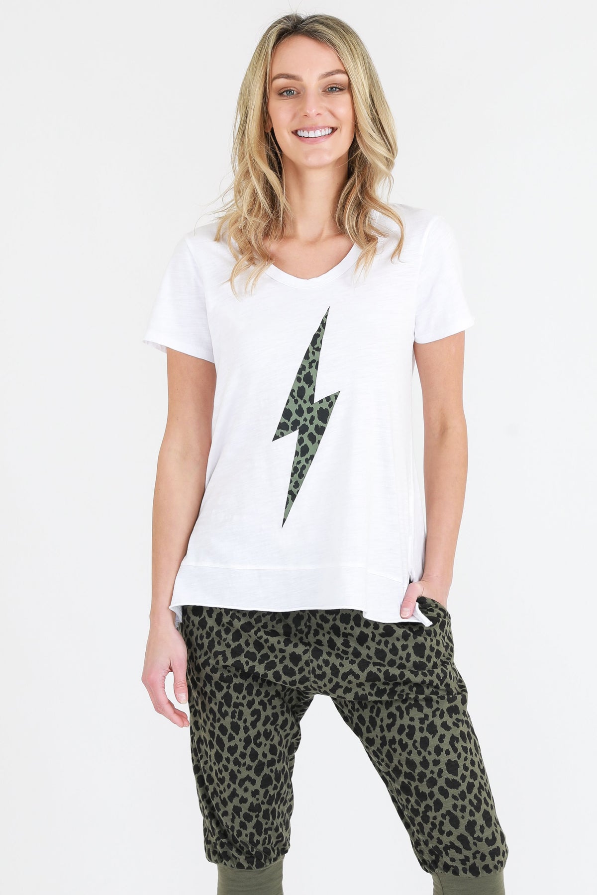 Leopard Lightning Tee - White