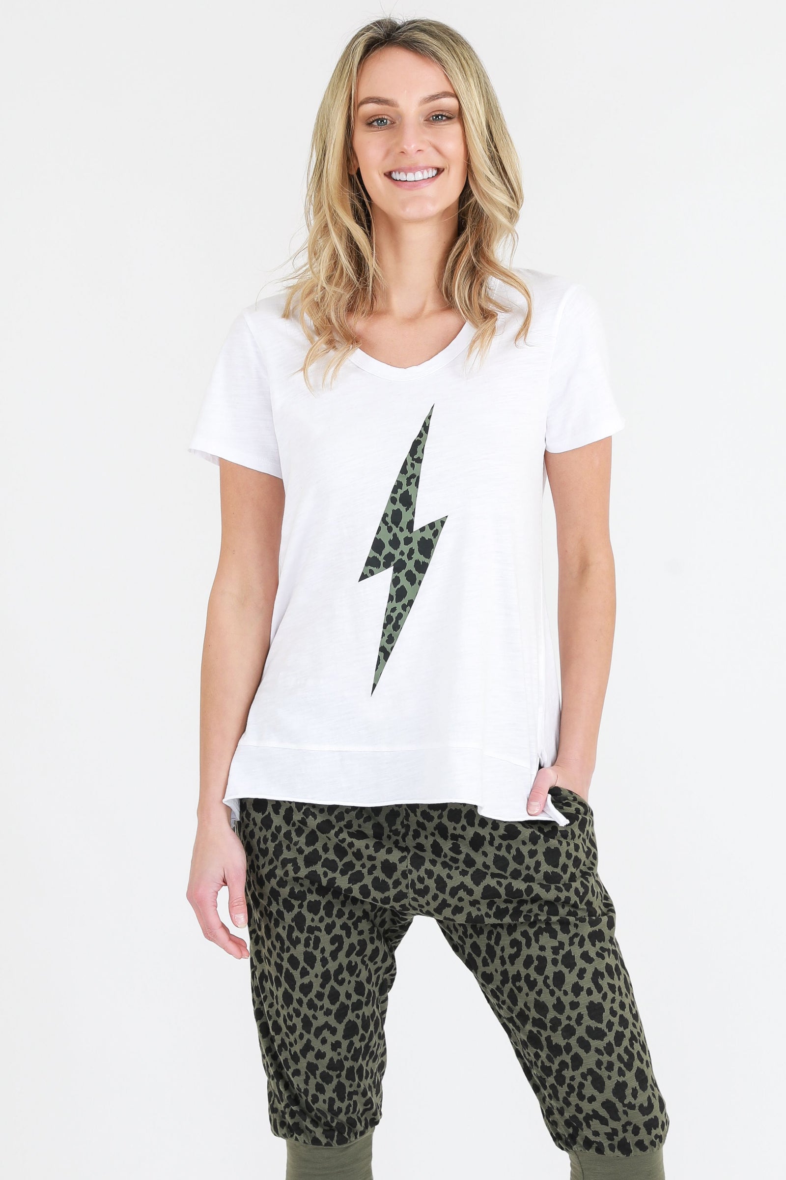 Leopard Lightning Tee - White