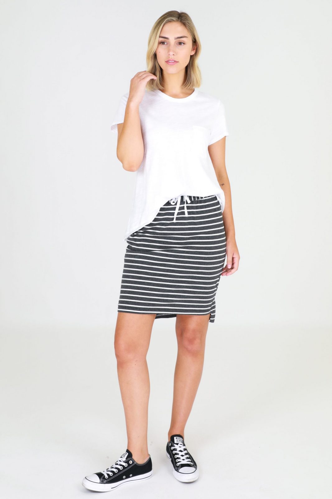 Alice Skirt - Charcoal Stripe