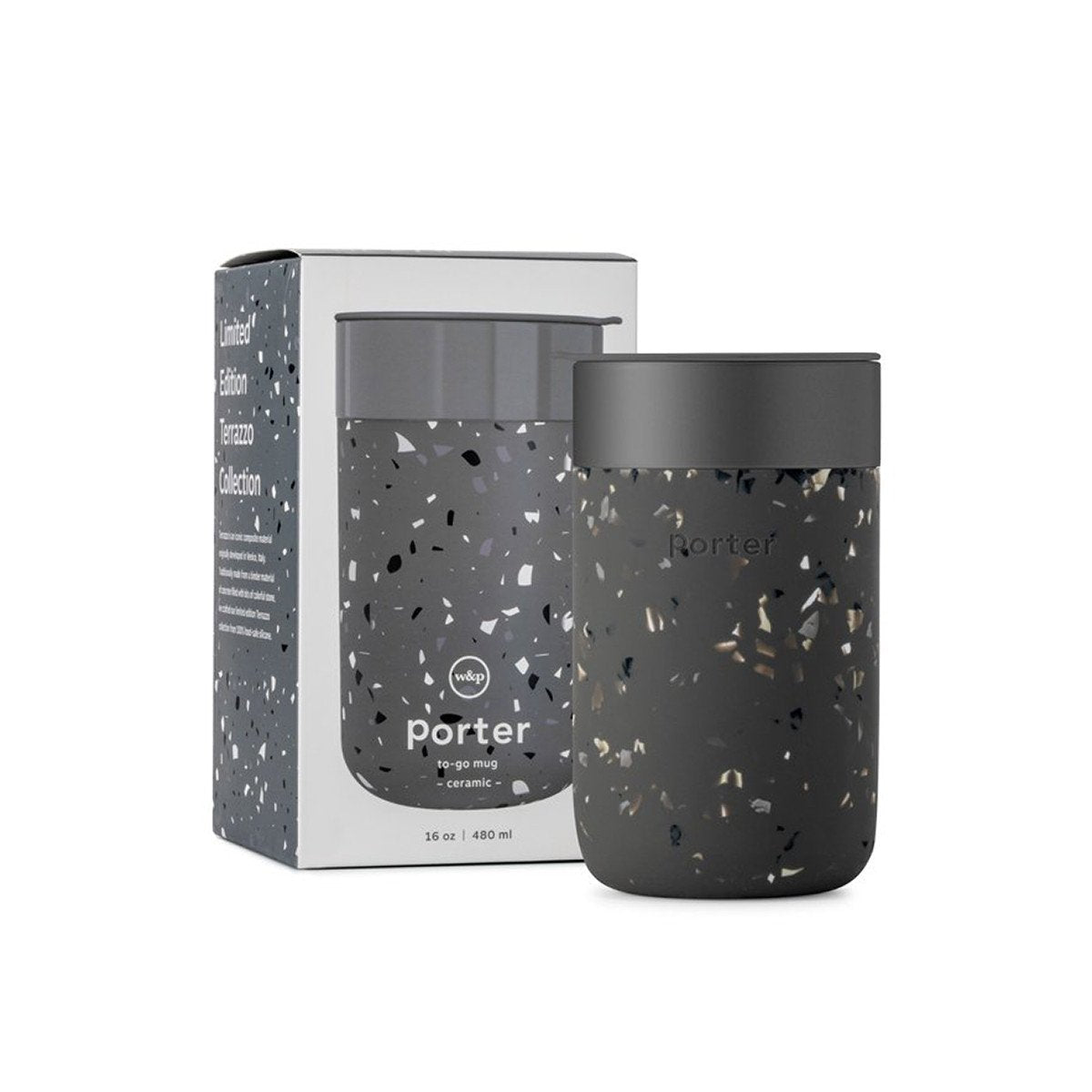 Porter Ceramic Mug- 480ml- Charcoal Terrazzo