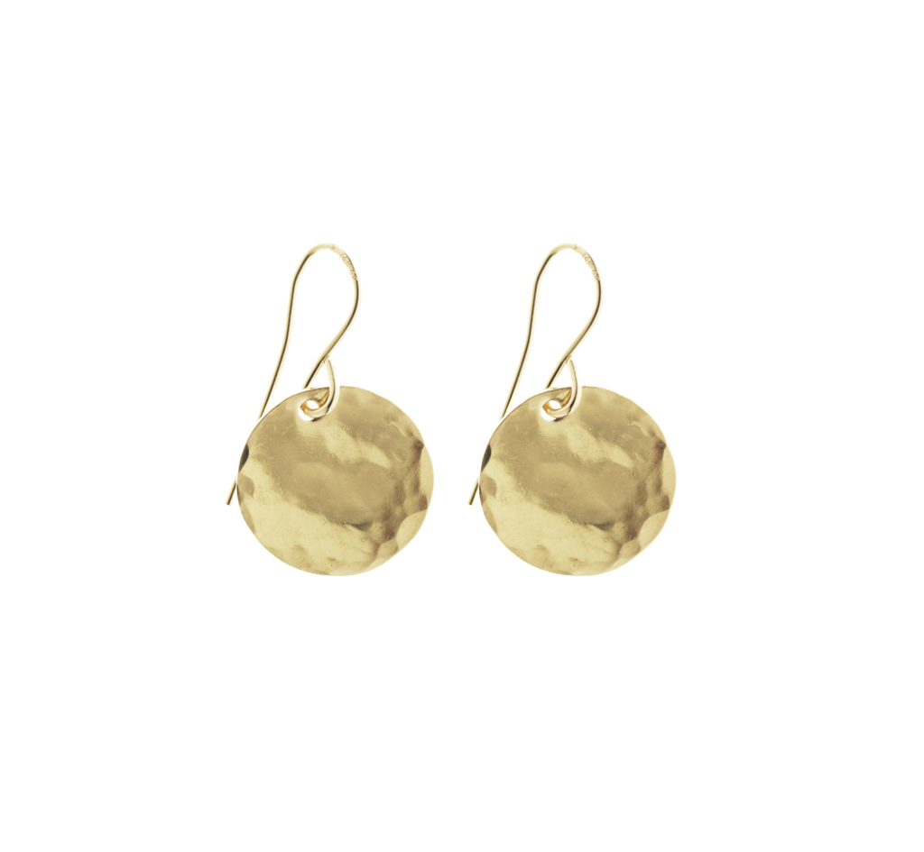 Small Classic Hammered Disc Earrings - Gold, Silver, Rose