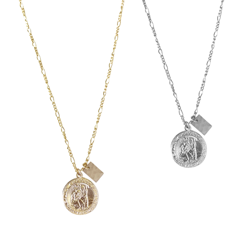 Jean St Christopher Necklace - Gold, Silver