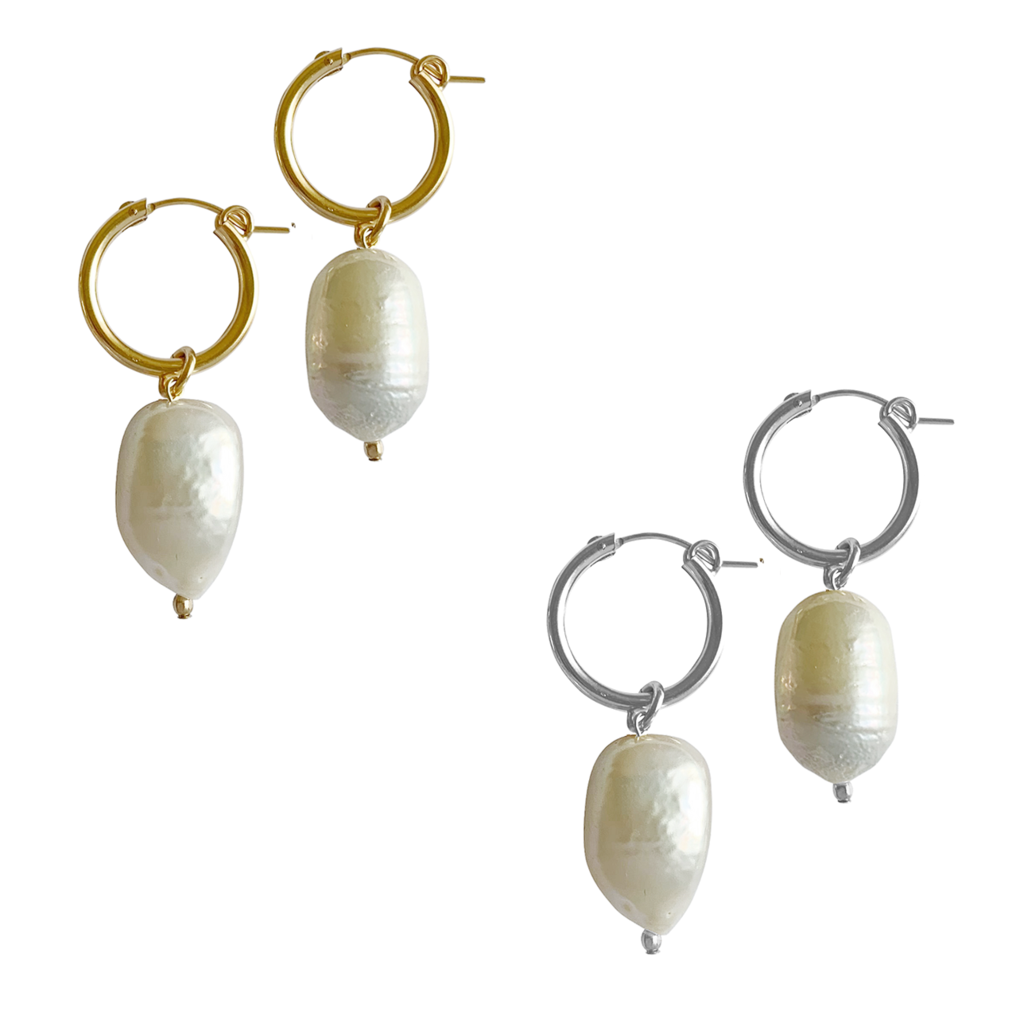 Baroque Pearl Paris Hoop Earring - Gold, Silver, Rose