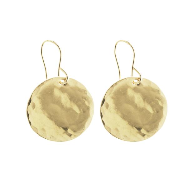 Large Hammered Disc Earrings - Gold,Silver,Rose Gold