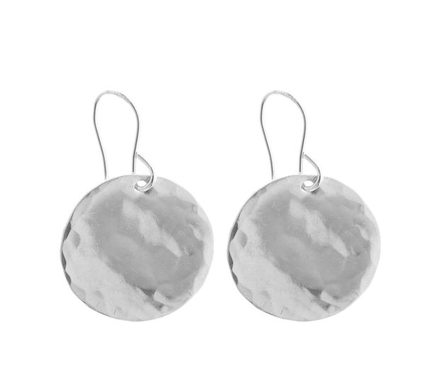 Large Hammered Disc Earrings - Gold,Silver,Rose Gold