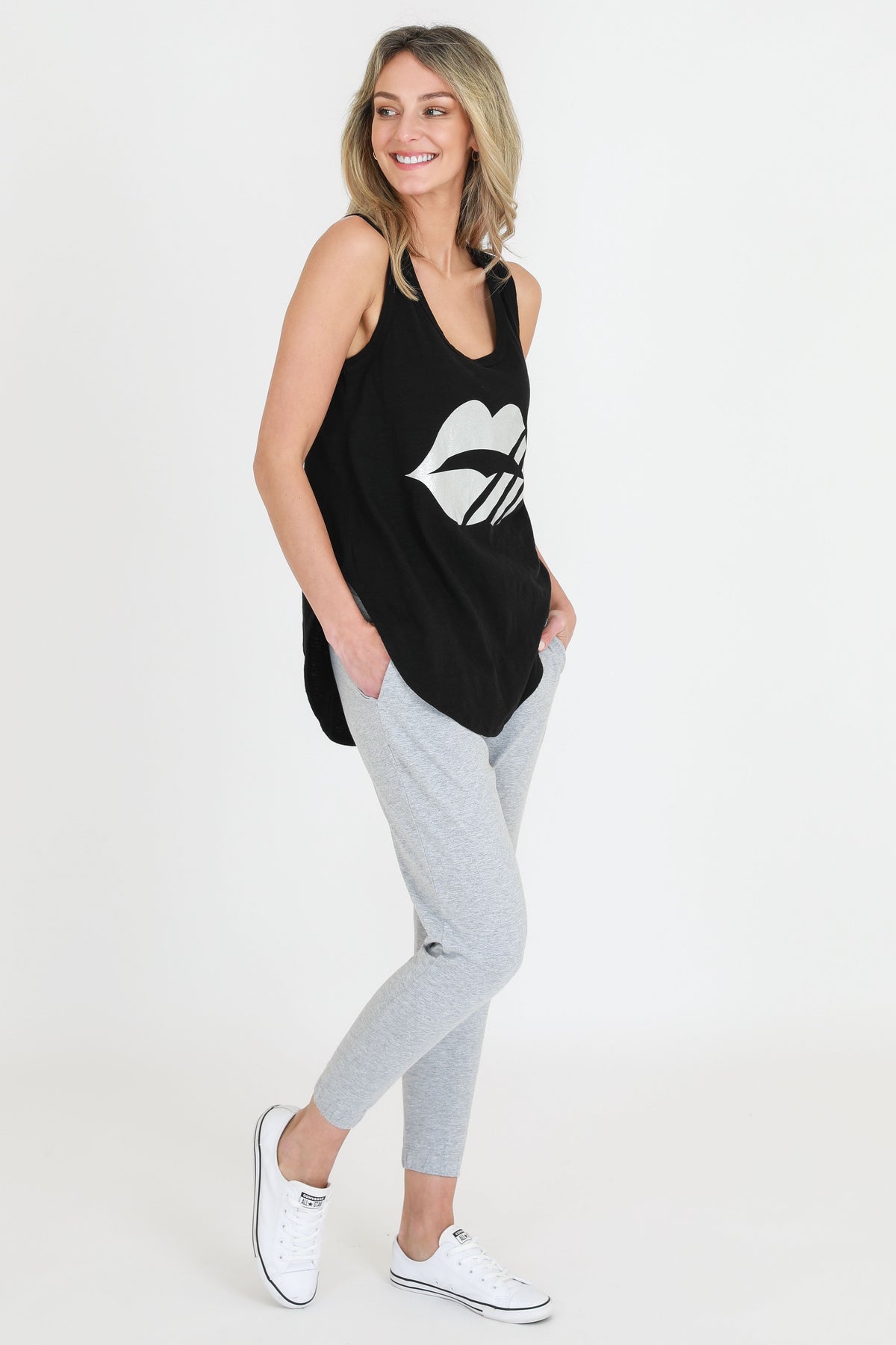 Platinum Lips Tank - Black