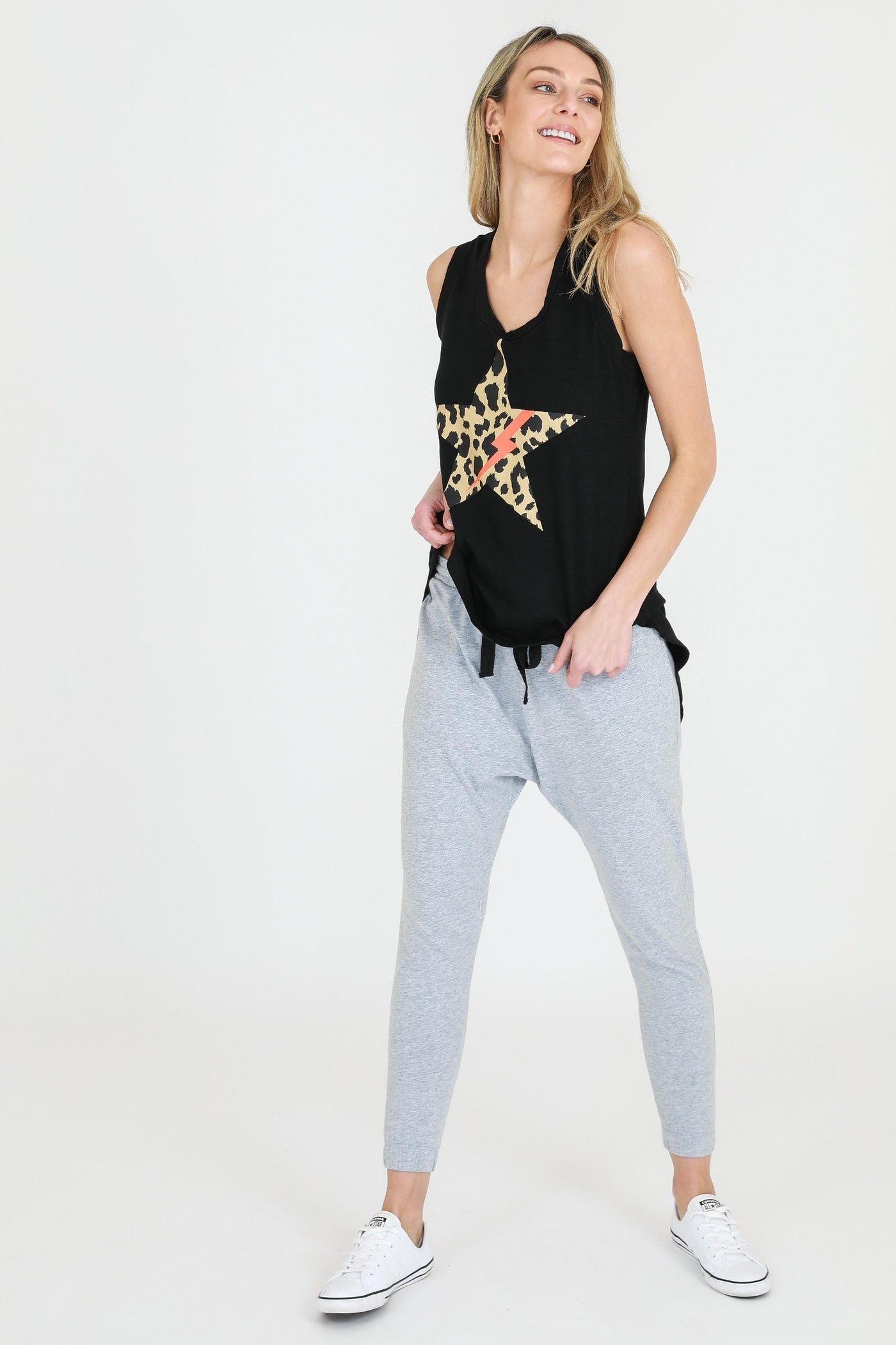 Leopard Star Tank - Black