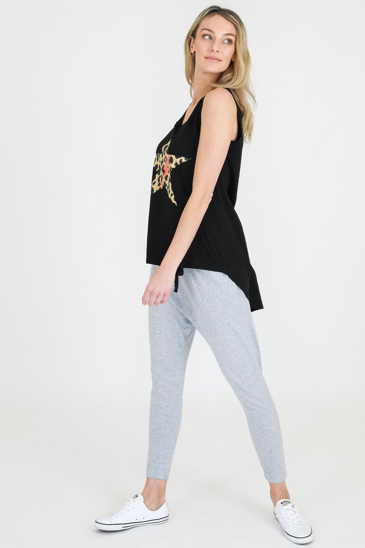 Leopard Star Tank - Black