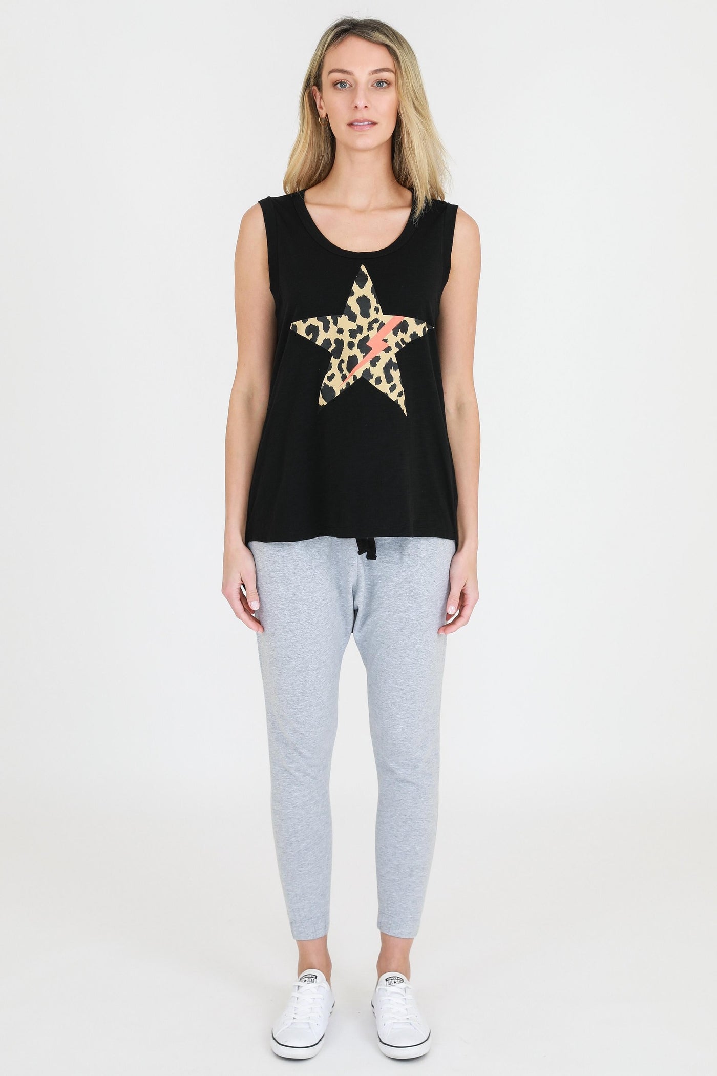 Leopard Star Tank - Black