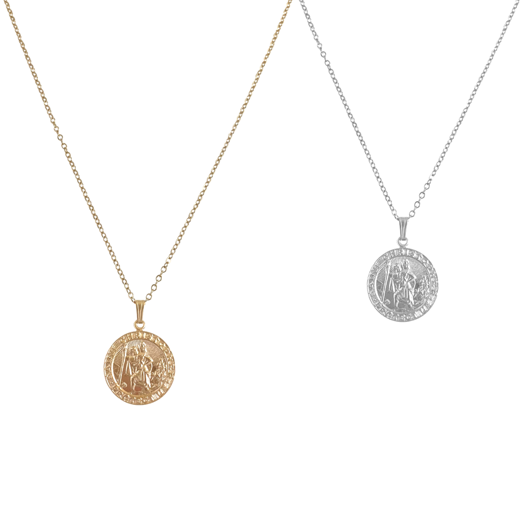 St Christoper Necklace - Gold, Silver