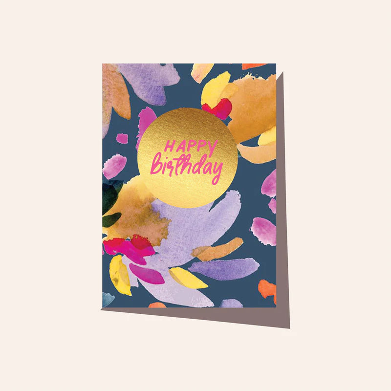 Floral Navy Birthday Card