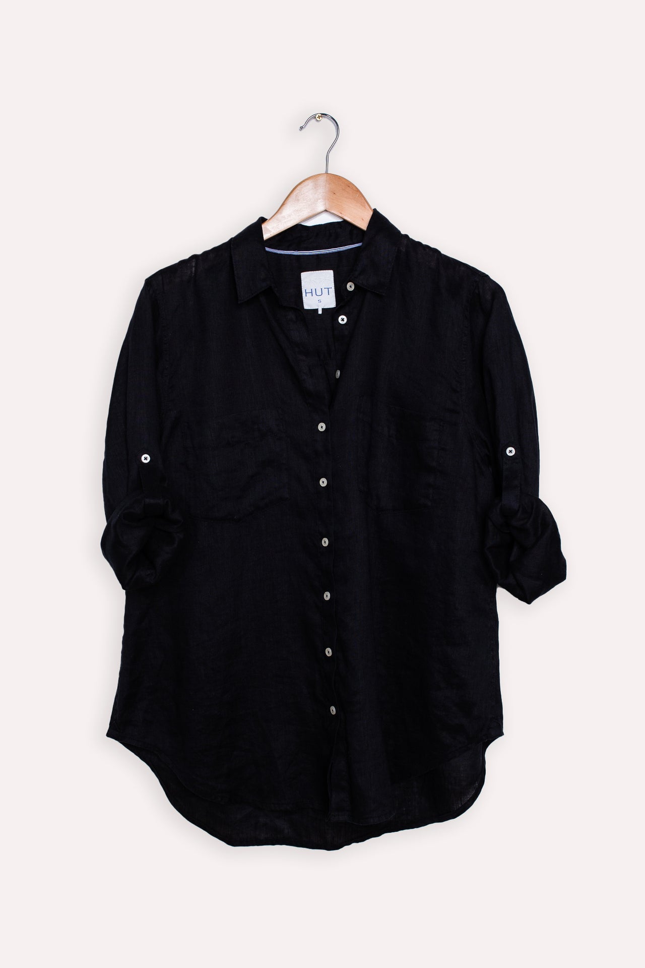 Hut Boyfriend Linen Shirt - Black