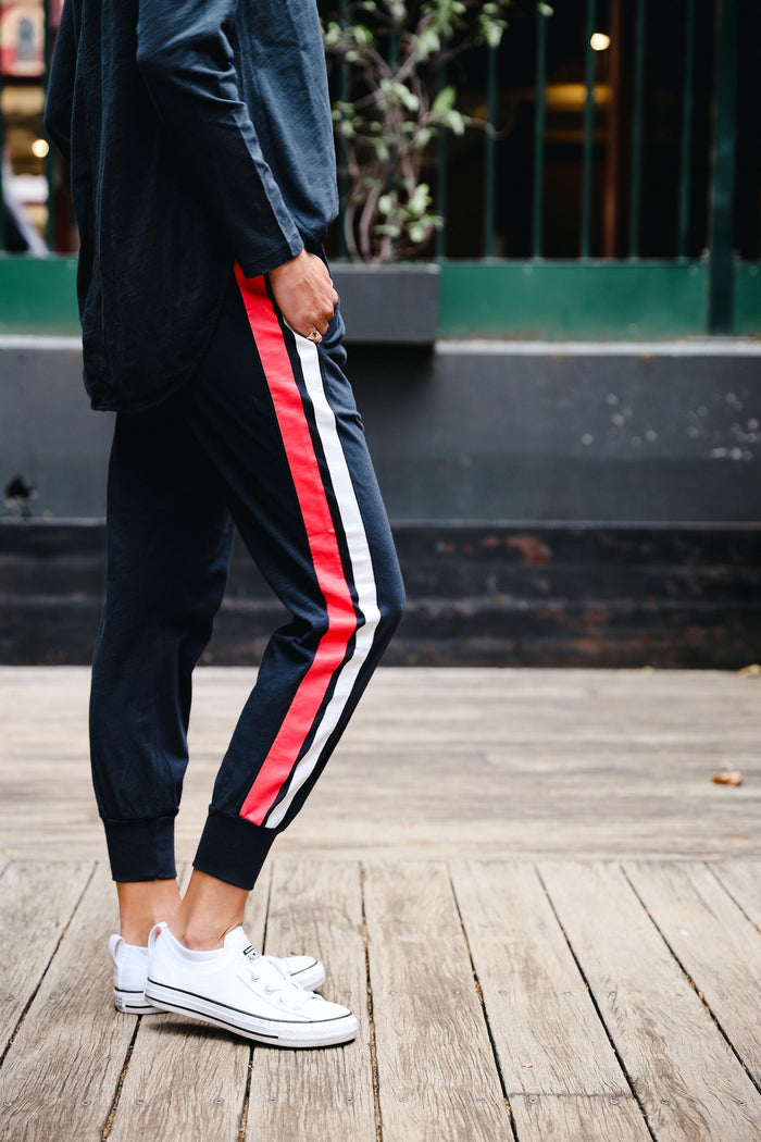 Marguerite Banded Jogger - Ink/Poppy