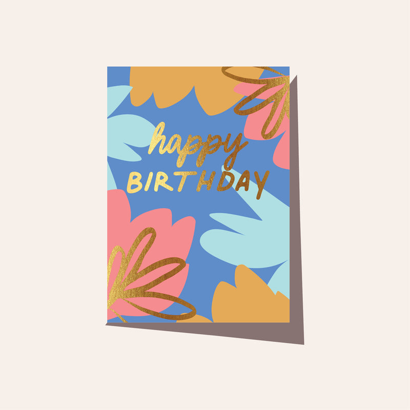 Foliage Blue Birthday Card