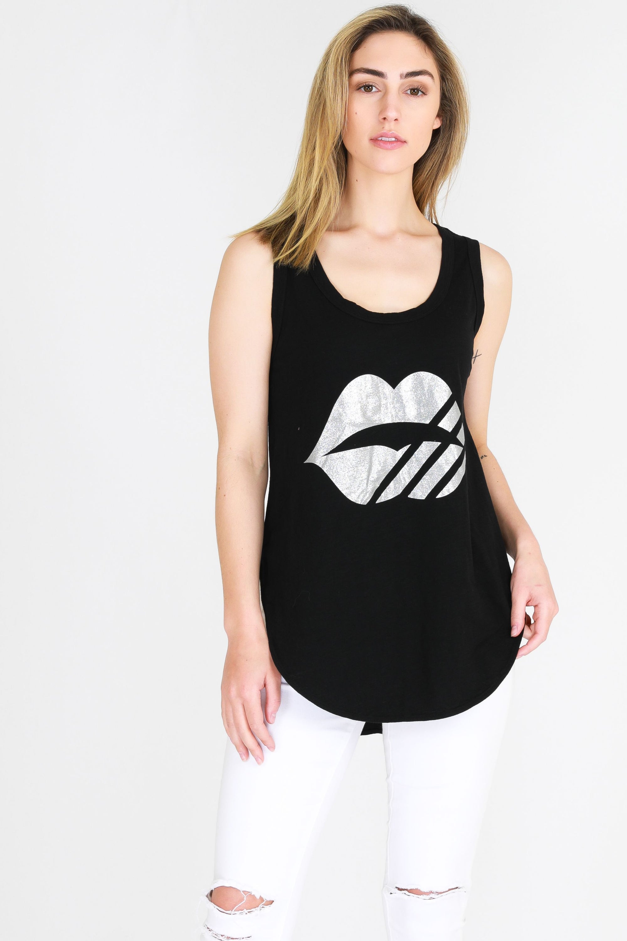 Platinum Lips Tank - Black