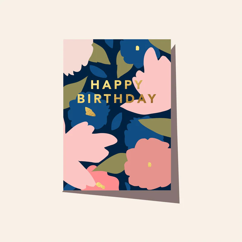 Garden Navy Birthday Card