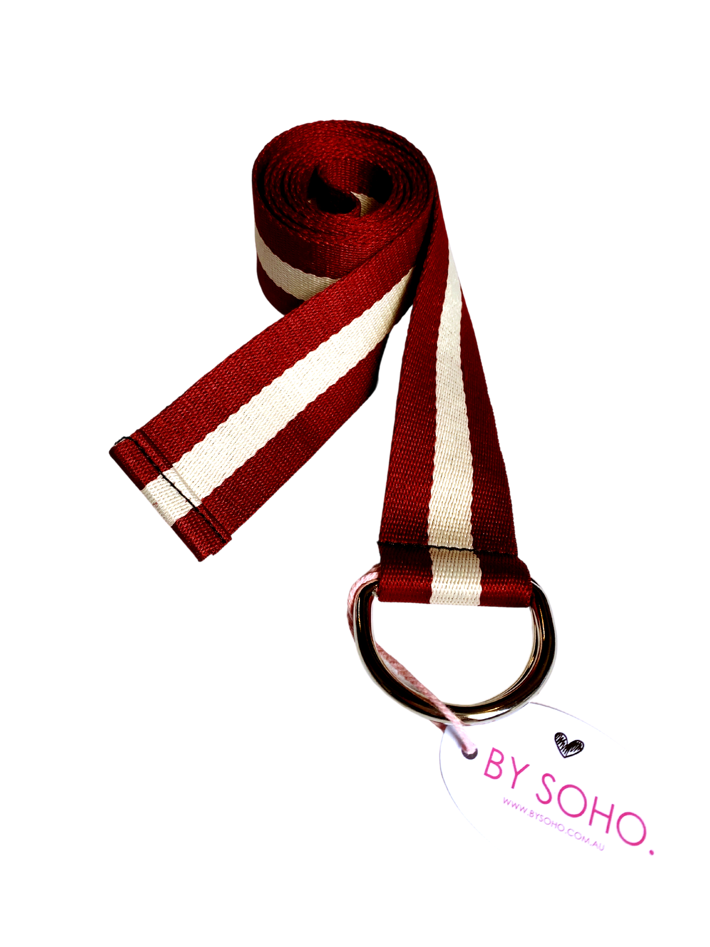 Stripe Belt - Burgundy/Sand