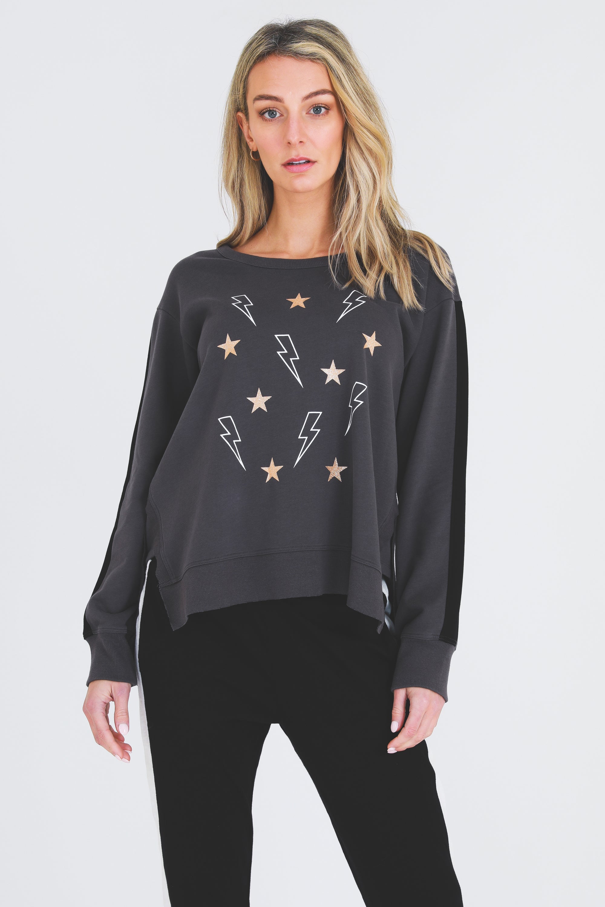 Mini Star with Bolts Sweater - Charcoal