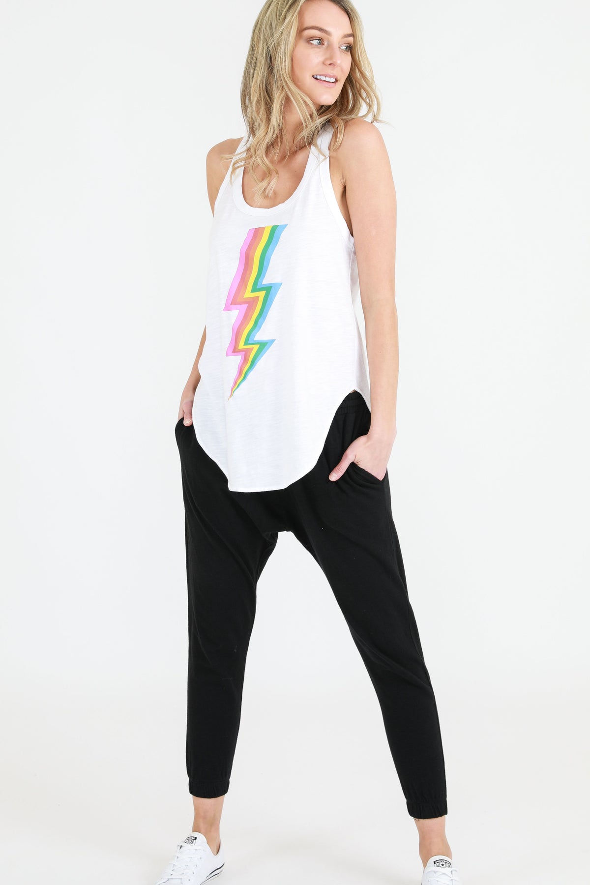 Rainbow Bold Tank - White