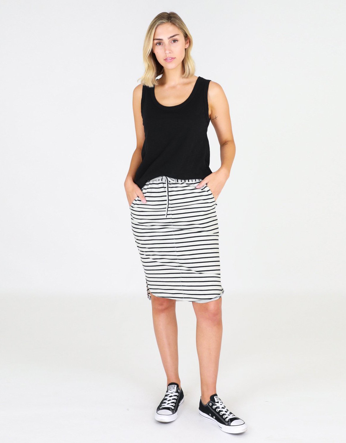 Olivia Skirt - Grey Stripe