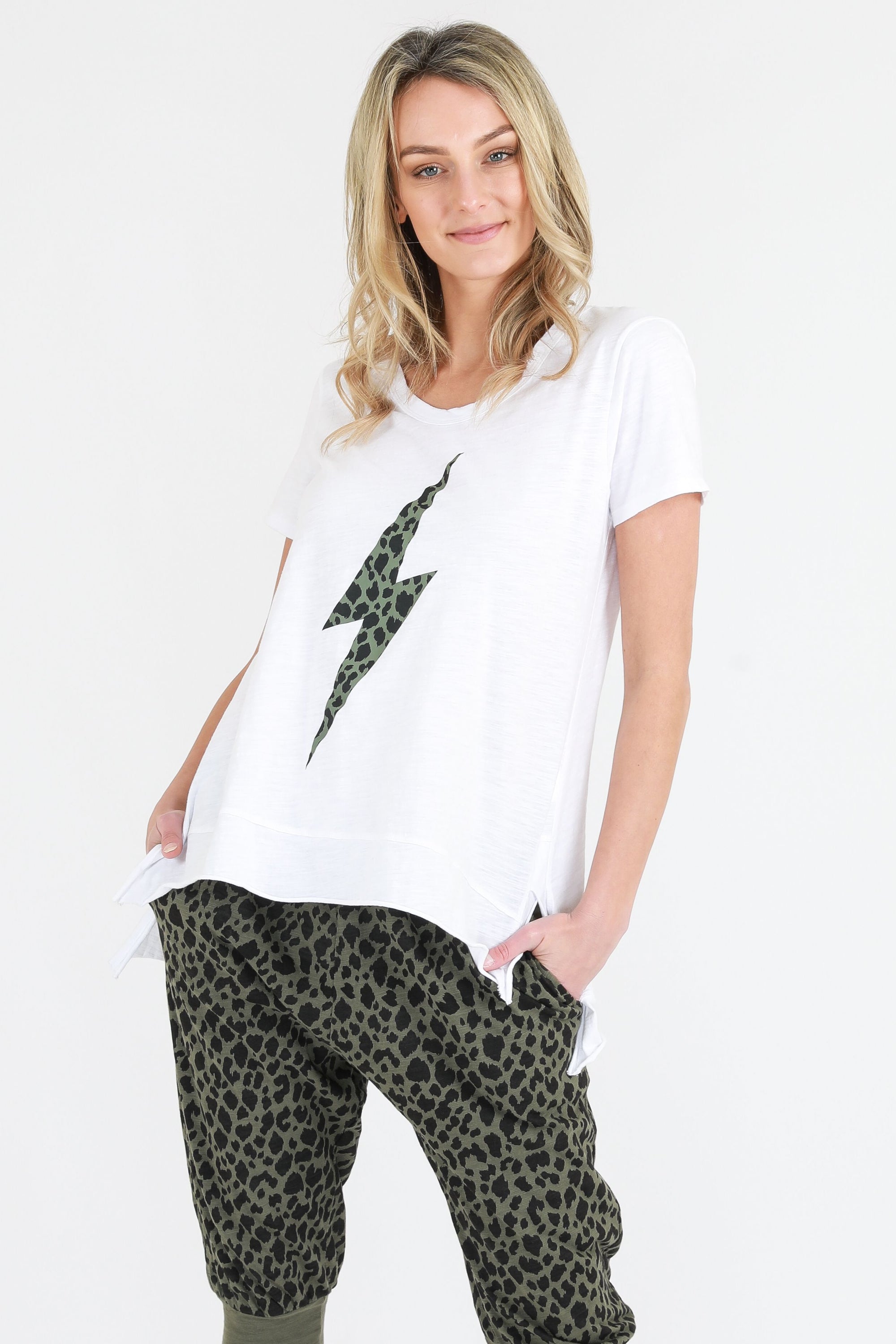 Leopard Lightning Tee - White